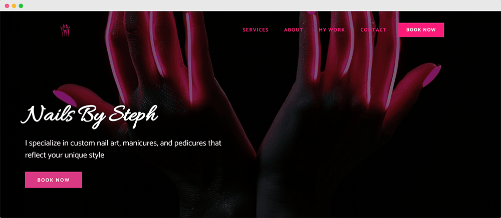 Screenshot of Nails By Steph website