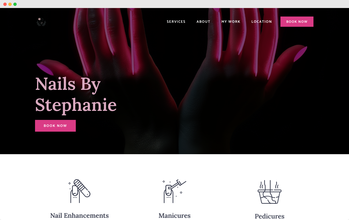 Screenshot of Nails By Steph website